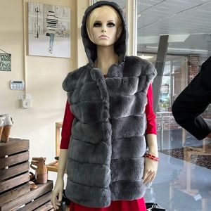 Rizal tiered mink vest,  Large
